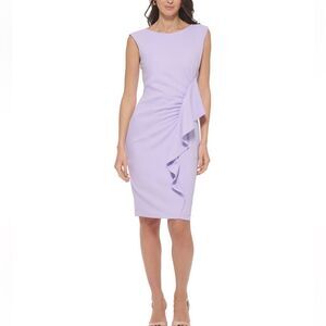 Calvin Klein Women's Ruffle-Trim Sheath Dress lavender